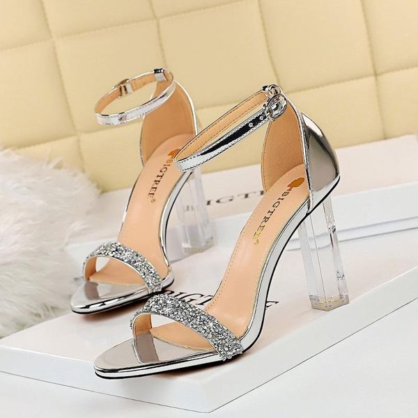 

sandals women summer 2021 heels pumps high crystal ladies shoes and zapatos de mujer, Black