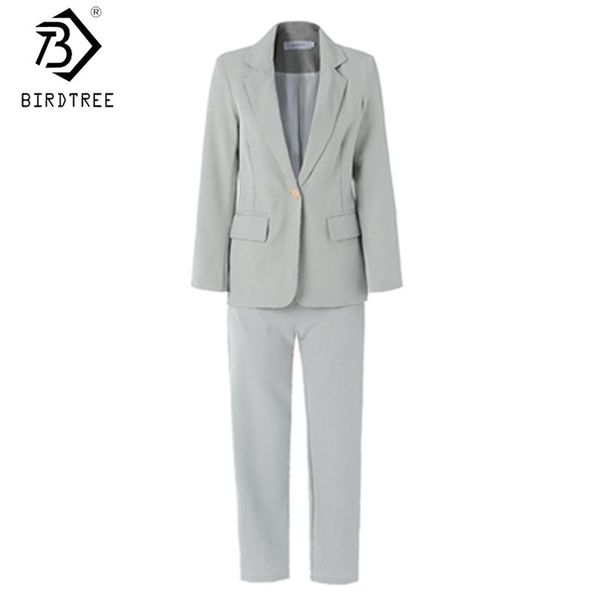 

formal women suits 2021 autumn 2 pcs set single button split plaid blazers+cropped pants good quality ins notched sets s08707k women's, White