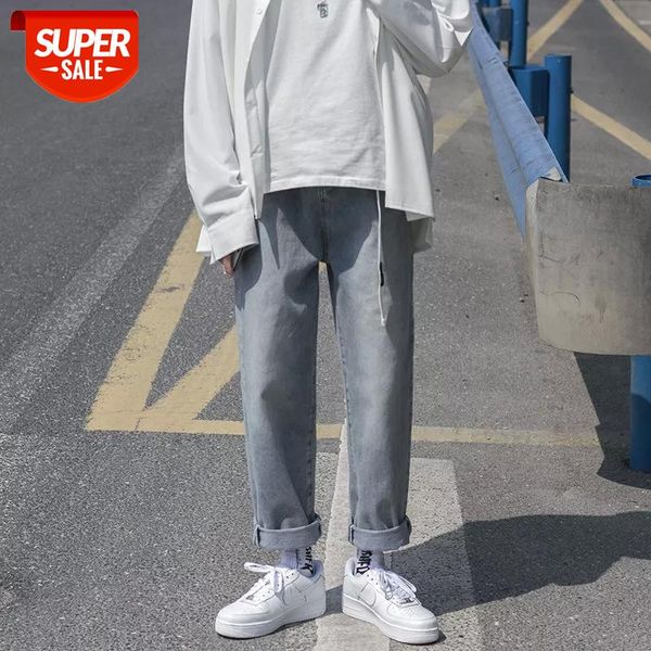 

give belt 2020 summer men's fashion loose wash jeans brand wide leg pants blue casual high-quality baggy trousers #pi9g