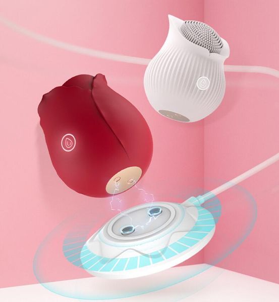 Vibratore a rosa ricaricabile Vibratori per succhiare il clitoride Aspirazione intensa Lingua leccata Stimolatore del clitoride Massaggiatore per capezzoli Giocattoli per adulti per donna con scatola al dettaglio