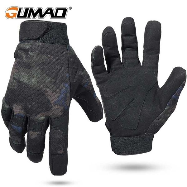 

summer men tactical gloves hunting black full finger glove army military bicycle mitten camo airsoft hiking climbing shooting 211124, Blue;gray