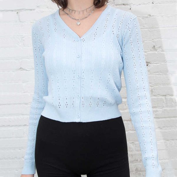 

women's sweaters autumn button through crop pointelle knit draw-string cardigans women deep v neck cropped cardigan tixf, White;black