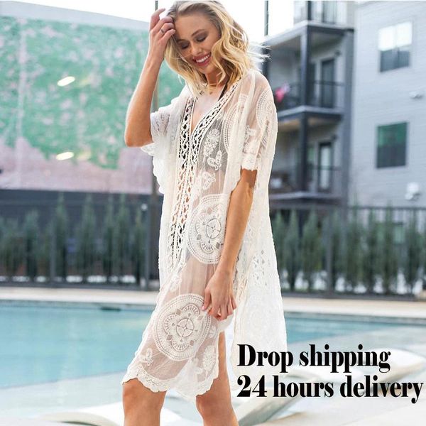 

women's swimwear women beach boho cover up blouse v neck loose bikini swimsuit sunscreen skirt clothing short dress bathing suit beachw, White;black