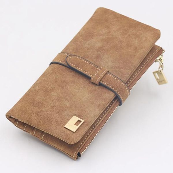 

wallets biptydam 2021 fashion women drawstring nubuck leather zipper wallet women's long design purse two fold more color clutch1, Red;black