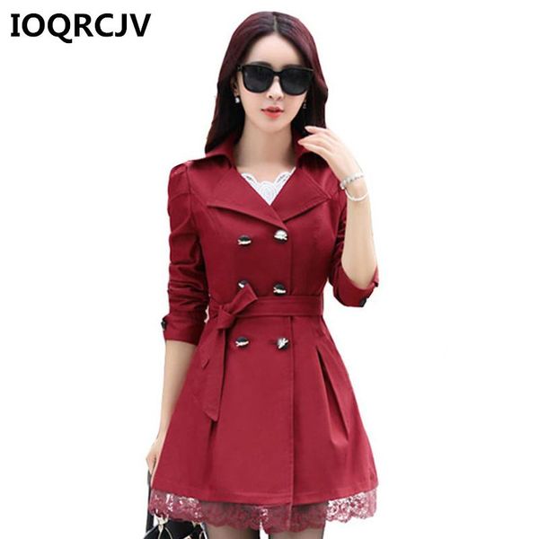 

women's trench coats women coat 2021 autumn long sleeve casual lace thin double-breasted windbreaker with belt female outerwear r604, Tan;black