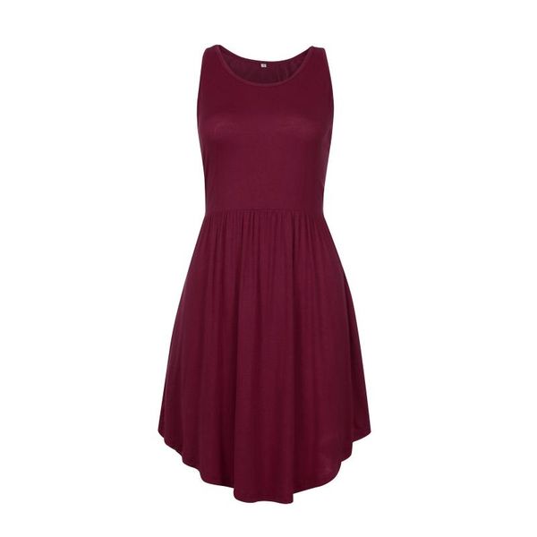 

casual dresses summer elegant short dress women fashion comfy solid color u-neck pocketed sleeveless slip-on jurken, Black;gray