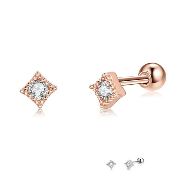

stud zemior 925 sterling silver trendy grometry square earrings for women round cubic zircon small cute earring charms jewelry, Golden;silver
