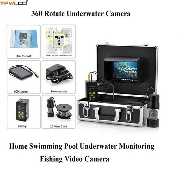 

cameras 7inch color 1000tvl ip68 waterproof 360 rotation fish finder underwater fishing camera 20m cable dvr recording video