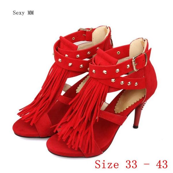 

summer pumps women peep toe high heels party wedding platform gladiator sandals woman heel shoes small plus size 33 - 43, Black