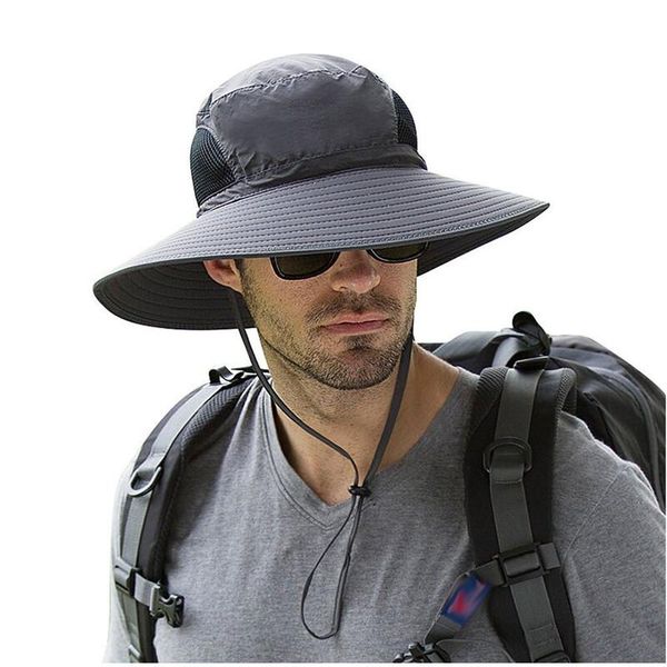 

outdoor hats fisherman hat summer men hiking cap large wide brim sun upf 50+ uv protection breathable adjustable fishing, Black;white