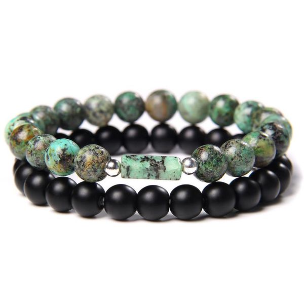 

beaded, strands vintage stretch bracelets natural reiki energy stone beads bangle men green african turquois black onyx agat pulsera jewelry