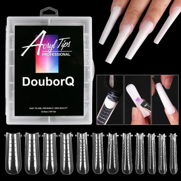 

false nails 120pcs clear dual forms tips quick building gel mold nail system full cover extension molds, Red;gold