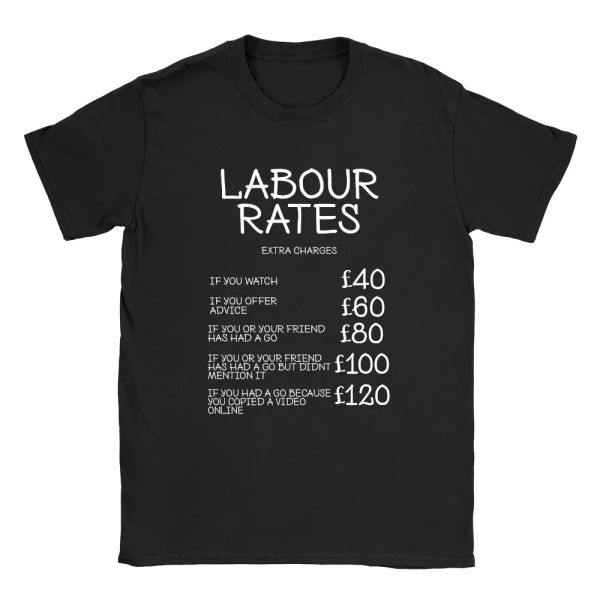 

labour rates mens t-shirt funny gift for labourer mechanic plumber dad, White;black