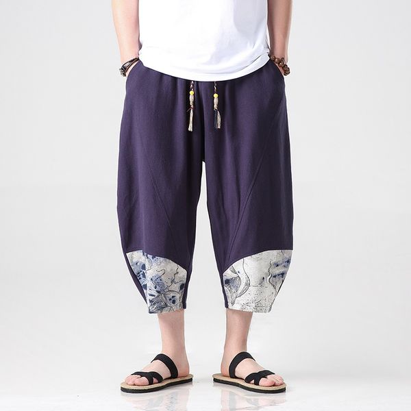 

chinese traditional clothes for men wide leg trousers summer plus size loose linen cotton harem pants chinese pants man 10619, Red