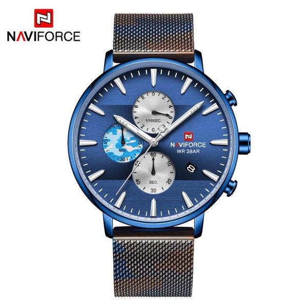 

wristwatches naviforce men watches luxury creative camouflage military watch quartz clock gift male sport chronograph relogio masculino, Slivery;brown