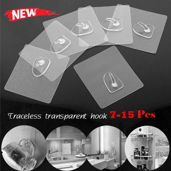 

hooks & rails 15pc anti-skid reusable transparent traceless wall hanging the latest style design plastic material home organizer#g