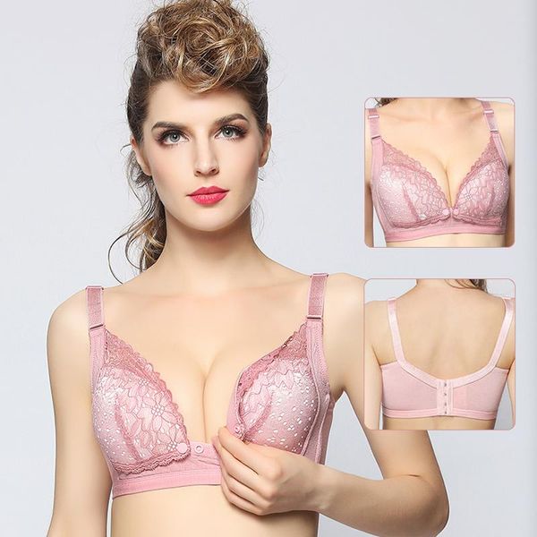 

maternity intimates nursing bra feeding lace bralette pregnant women breastfeeding mother open button front closure wireless, White