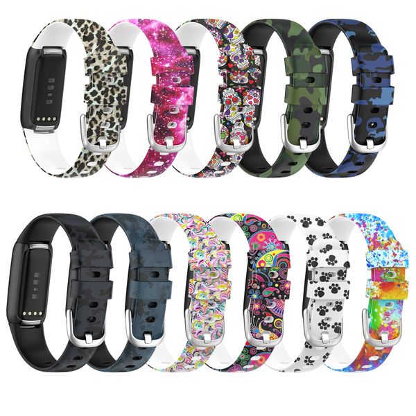 Silikon Ersatz Riemen Armband Band Malerei Leopard Camouflage Sky Für Fitbit luxe Smart Watch Zubehör