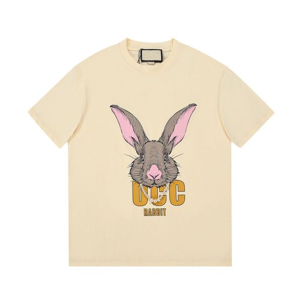 

rabbit printed t shirts men short sleeve casual plus 2021 summer t-shirt soft loose graphic, White;black