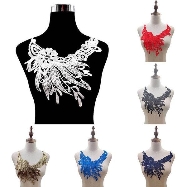 

neck ties 1 piece milk silk fashion shirt sewing neckline lace sweater elegant large false collar applique wedding dress accessories, Blue;purple