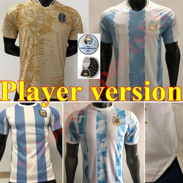 

2021 2022 copa america player version argentina home soccer jersey 21 22 messi dybala aguero di maria maradona away football shirt men, Black;yellow
