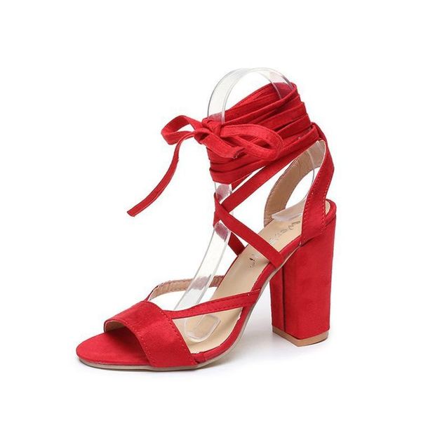 

dress shoes 2021 sandals high heel woman ladies solid strap ankle lace up square roman strappy, Black