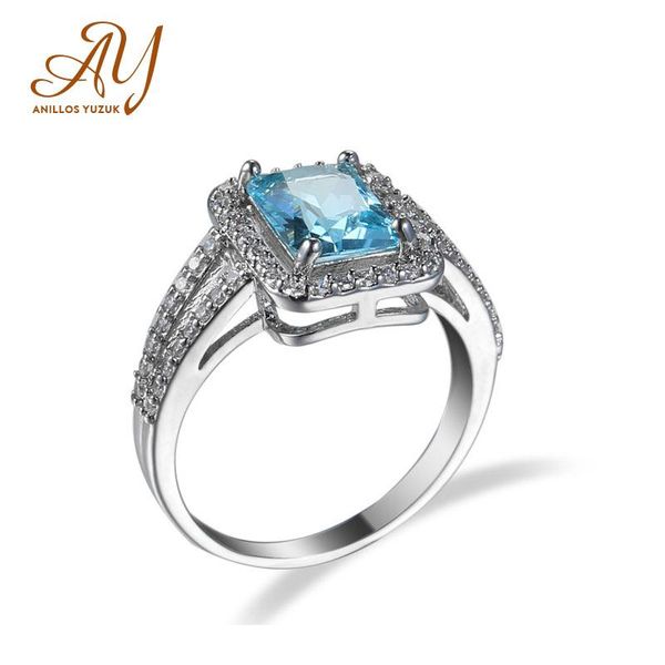 

cluster rings anillos yuzuk genuine blue z ring 925 sterling silver for women engagement gemstones fine jewelry wholesale, Golden;silver