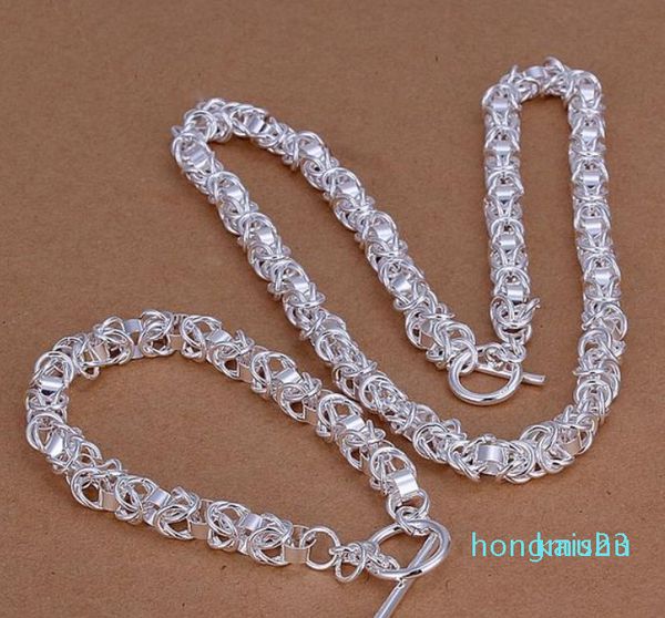 

high grade 925 sterling silver plate bracelet necklace leading to piece - men jewelry set