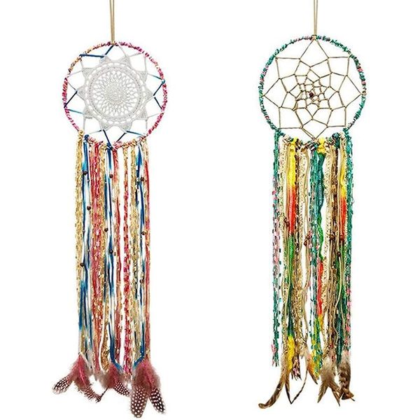 

decorative objects & figurines 2 pcs dream catcher wall hanging handmade bohemian decor for bedroom kids girls room home decoration ornament