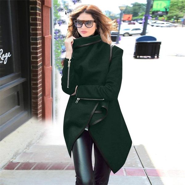 

women's trench coats europe and the united states fashion slim irregular temperament hairy coat al7162, Tan;black