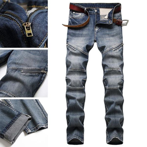 

men's jeans straight 2021 casual pants summer simple high-end trend brand, Blue