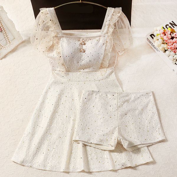

swimwear temperament type of gauze tender wind conservative fashion minus age covered belly thin spring bathing suits female, White;black