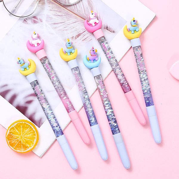 

pens moon horse unicorn quicksand gel creative girl star oil 0.5mm monster signature water