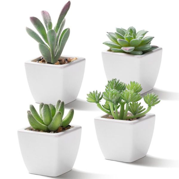 

decorative flowers & wreaths homemaxs 4pcs artificial succulent plants ceramic potted fake succulents mini realistic desk for home bathroom