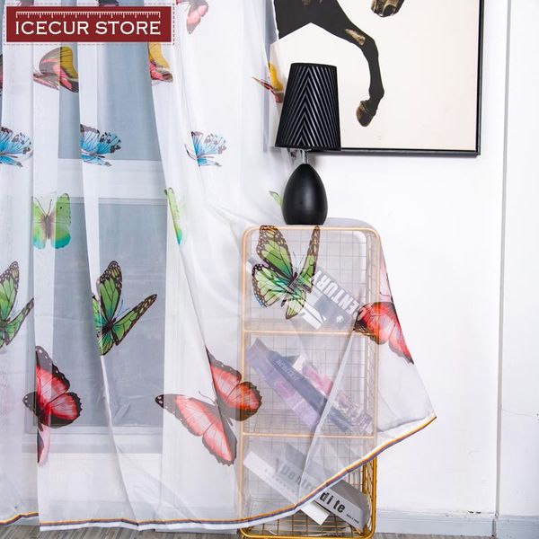 

curtain & drapes icecur beautiful large butterfly tulle curtains for living room bedroom pastoral modern window home decor