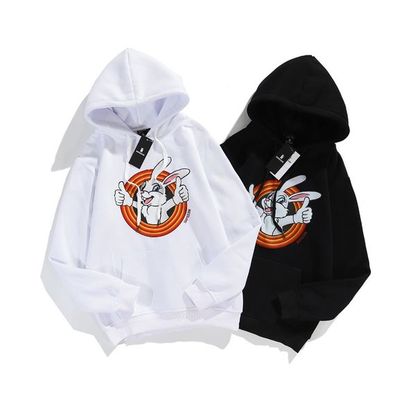 

white big rabbit pattern men is a 3d printed hoodie visual impact party punk goth round neck sweatshirt hoodie, Black