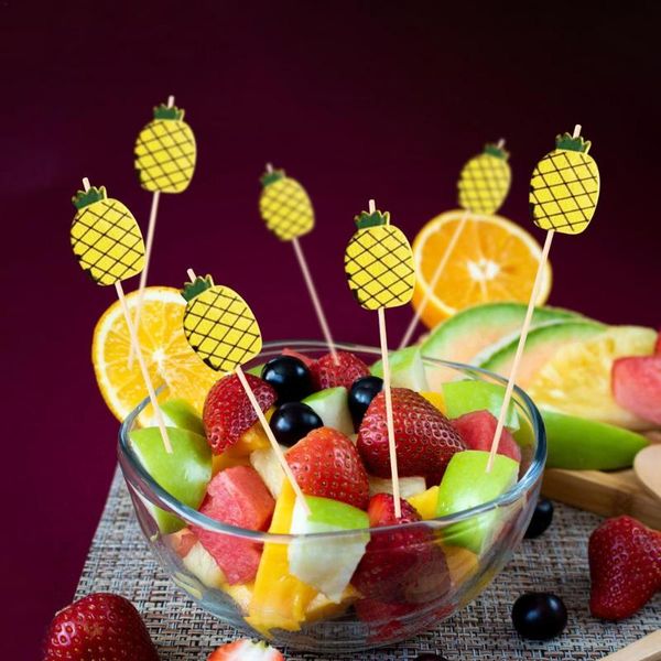 

forks 100pcs disposable bamboo fruit personality sign summer direct tool