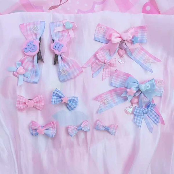 

party masks pink blue dream color japanese handmade bow hairpin soft sister hair accessories headdress lolita original cosplay