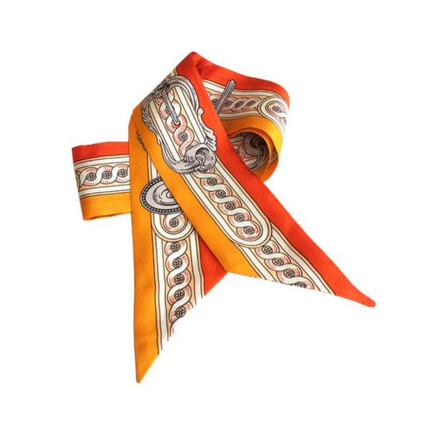 

scarves print narrow scarf natural silk choker lady headband bag wraps belt hairband ribbon drop kzsbd12, Blue;gray