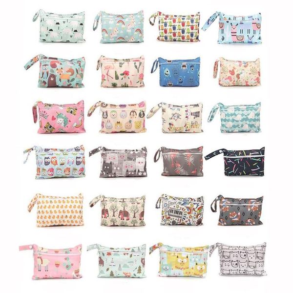

diaper bags mini bag reusable cartoon print pocket maternity stroller pul travel dry wet size 22.5*15cm