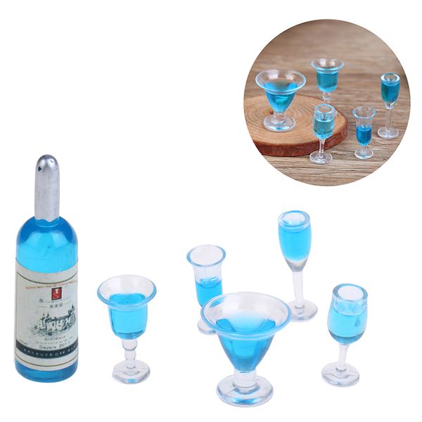 

6Pcs/lot Mini 1/12 Dollhouse Miniature Simulation Cocktail Wine Bottles Pretend Play Doll Food Drink Accessories