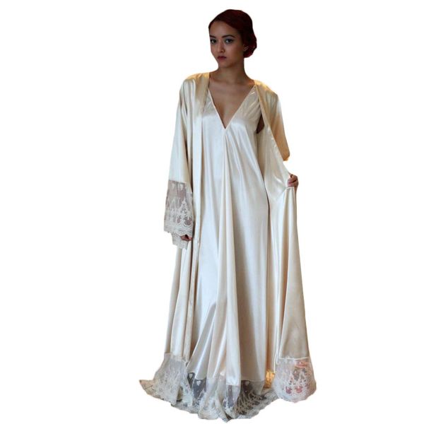 

unique evening dresses robes for p shoot or baby shower lace elastic silk like satin 2 pieces suits robe maternity pshoot bathrobes, Black;red