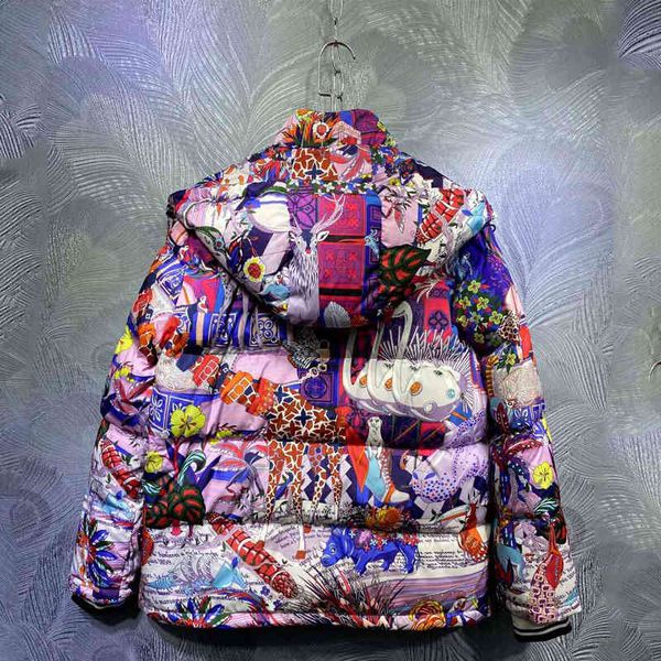 

seqinyy purple jacket 2021 autumn female fashion design with thick hood high animal quality vintage outwear printing, Black