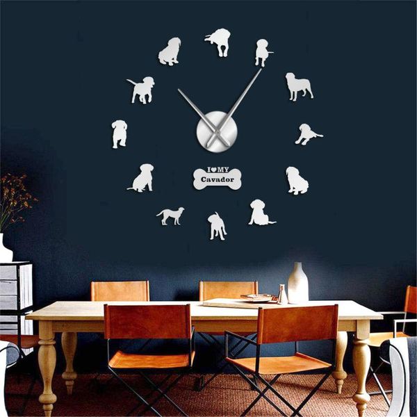 

wall clocks cavalier king charles spaniel and labrador retriever mixed dog breed cavador diy large art home decor frameless watch