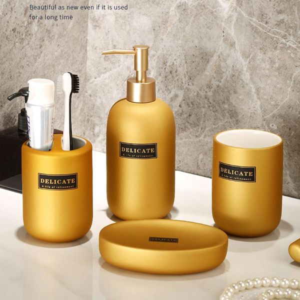 

bath accessory set five-piece ceramics bathroom supplies wash toothbrush cup hand sanitizer bottling soap dish home accessories