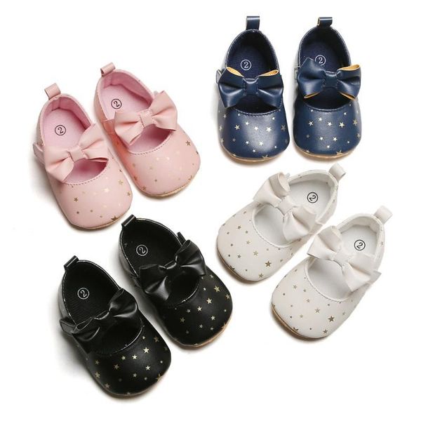 

toddler girl crib pu shoes born baby bowknot soft sole prewalker stars print sneakers first walkers 1