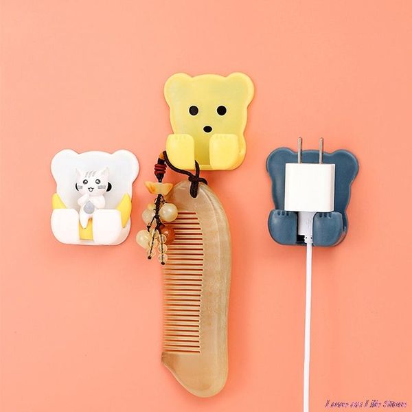 

hooks & rails 2pcs/set hook with bear plug holder bedroom phone adhesive hanger