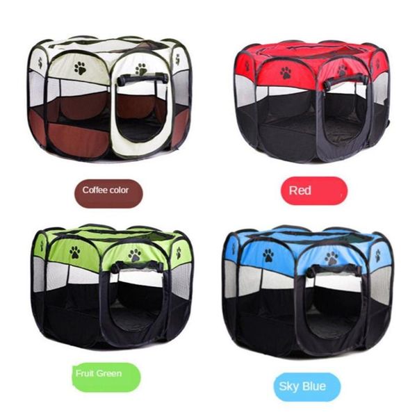 

kennels & pens portable breathable pets fence dog kennel folding oxford cloth waterproof durable tent eight-sided cage pet delivery room