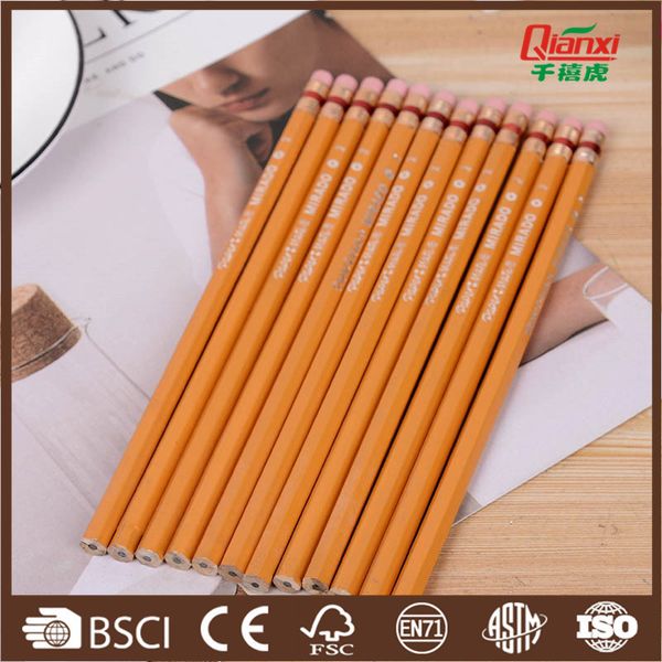 

hb yellow pencil for primary school students with rubber hexagon 2b el, Black;red