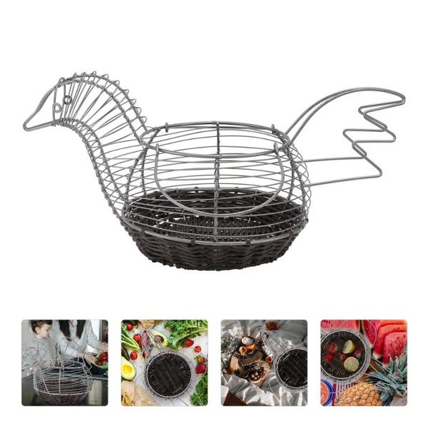 

storage baskets 1pc iron art fruit basket for kitchen table decor (silver)